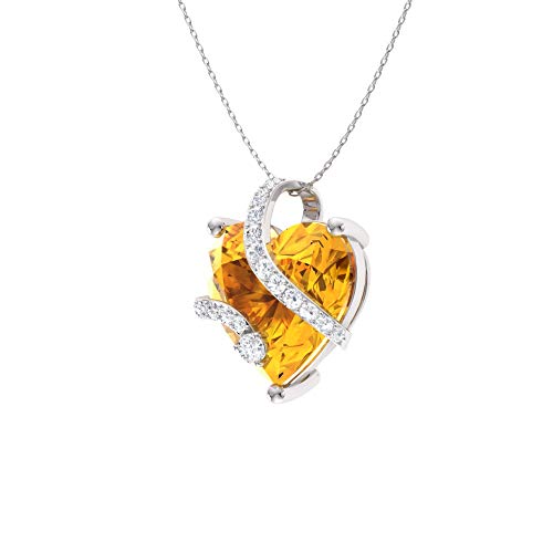 Diamondere Natural and Certified Heart Cut Gemstone and Diamond Wrap Heart Petite Necklace in 14k Solid Gold | 1.68 Carat Pendant with 18 Inch Chain Valentine's Day gift for her2
