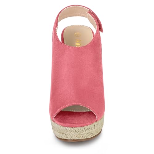 Allegra K Allegra K Women's Espadrille Platform Heeled Watermelon Red Wedges Sandals 10 M US
