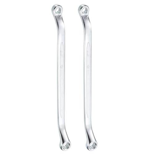 QUARKZMAN 2 Pcs Llave de Caja de Doble Extremo de 45 Grados 5.5mm x 7mm Métrica de 12 Puntos Cr-V Llave de Caja Doble de Acero Cromado de Vanadio Longitud de Offset Llave de Caja Torx
