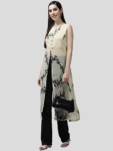 Image of Aarika Womens Lemon Color Georgette Embroidery Top