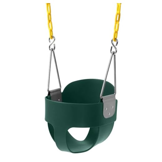 High Back Full Bucket Toddler Swing Seat with Yellow Coated Chains Fully Assembled Baby Swing Set Accessories