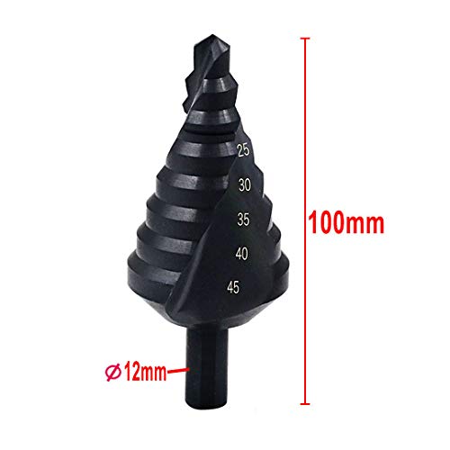 BOZONLI 10-45mm Step Drill Bit,Large High Speed Steel Spiral Groove Step Drill Triangle Round Shank Hole Cutter - Image 2