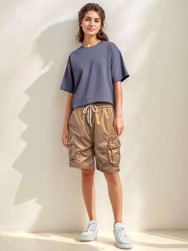 Afwerirc Short cargo feminino de verão com cordão, para atividades casuais ao ar livre, caminhadas,