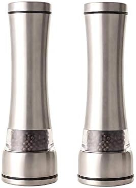 Pepper Grinder 2 Pcs - Spice Mill with Brushed Stainless Steel Adjustable Grinders Large Steel Bodies Easy Fill Brushed Stainless Steel Salt and Pepper Grinders image 5