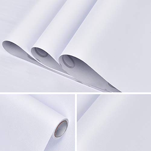 Image of Mecpar 15.7In x 16.4Ft Matte Wallpaper White Contact Paper White Peel and Stick Wall Paper Thicken Waterproof Wallpaper for Kitchen Countertop Cabinet Wardrobe