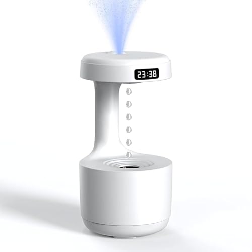 Image of Anti-Gravity Ultrasonic Cool Mist Humidifier with 800ml Water Tank, LED Display, USB Powered, Quiet Operation, Auto Water Detection & Dry-Run Protection for Bedroom, Office & Home