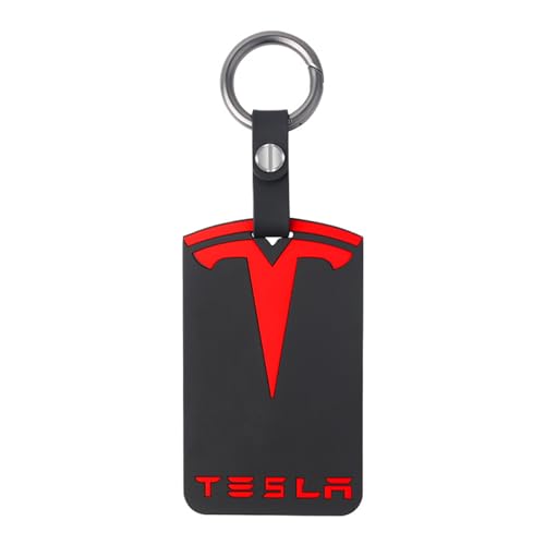 LUXOPALOPI Key Card Holder for Tesla Silicone Key Protector Compatible with Tesla Model Y/3 Model S/X Tesla Key Protector Cover Accessories Key Chain (black&red)