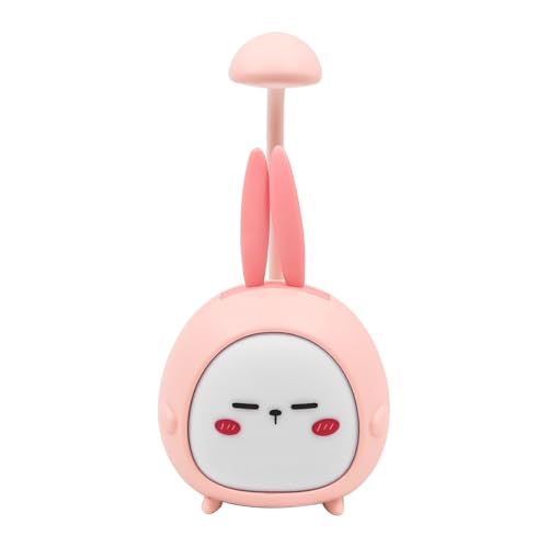 Sarini Mini Bunny Night Light,Desk Lamp with Night Light,Pink Rabbit Foldable USB Rechargeable Reading Light Bedroom Bedside Study - Image 2