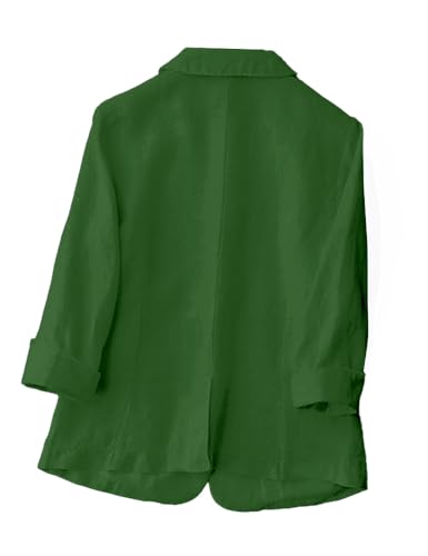 Kinghua Women's Casual One Button Linen Blazer Jackets Lapel 3/4 Sleeve Suit Blazer2