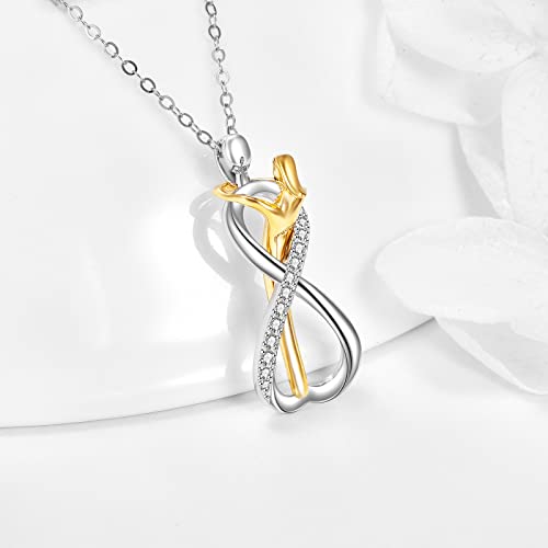 KECHO 14K Solid Gold Hug Necklace Anniversary Pendant Couple Jewelry Anniversary Valentines Day Birthday Gifts for Her Women2