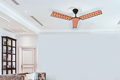 Image of Stylista Waterproof & Dustproof Three Blade Ceiling Fan Cover with attachable Enclosure Set of 4 Fan Covers Surface Pattern Brown