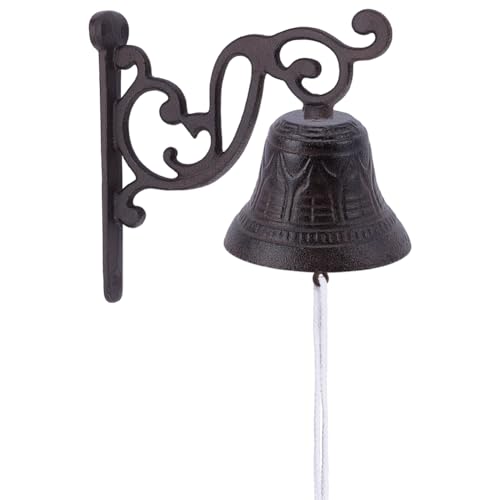 FREEBLOSS Campana de cena vintage de hierro fundido para exteriores e interiores, campana de cena montada en la pared, resistente al óxido, campanas decorativas para colgar, campanas fuertes para