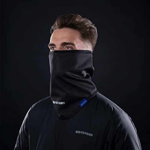 Oxford Products Advanced Storm Collar Waterproof Windproof Thermal Motorcycle Neck Warmer Gaiter, Black, L/XL