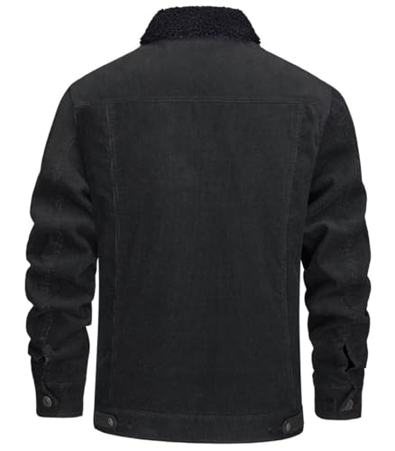 FTIMILD Mens Corduroy Jacket Sherpa Lined Trucker Jacket Lapel Snap Winter Warm Jacket2