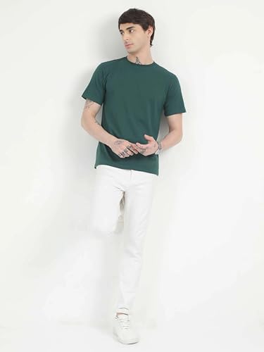 Image of Men's Plain Cotton Crew Neck T-Shirt Regular Fit Short Sleeve Tee