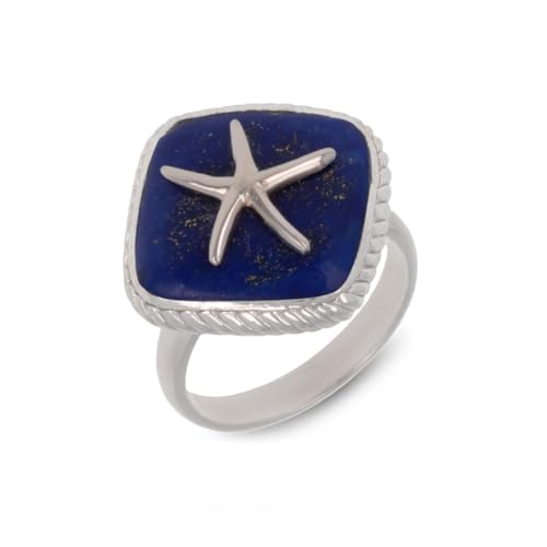 Bague Étoile de Mer Lapis Lazuli en argent 925 rhodié d'exception