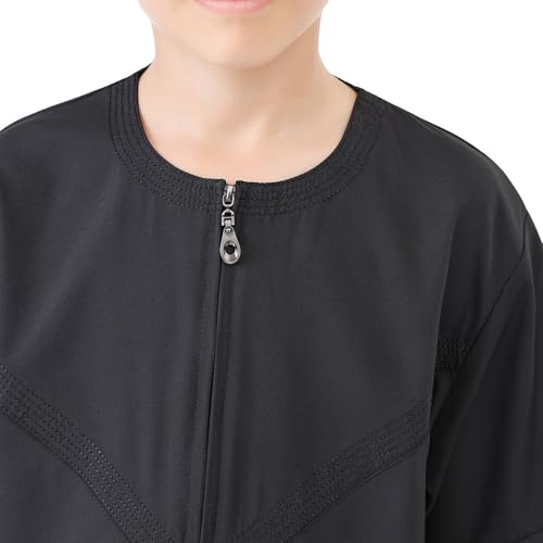 Kids Boys Thobe Muslim Robe Short Sleeve Crew Neck Arab Kaftans Islamic Caftan Arabic Abaya with Pocket2