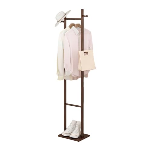 Acrossail コートハンガー ハンガーポール ポールハンガー 省スペース 木製 ハンガーラック おしゃれ 木製 衣類収納 倒れにくい底座 頑丈な洋服ラック 衣架 組立て簡単(F) 服・アクセサリーの整理収納、部屋・オフィスなどのスペースで使用