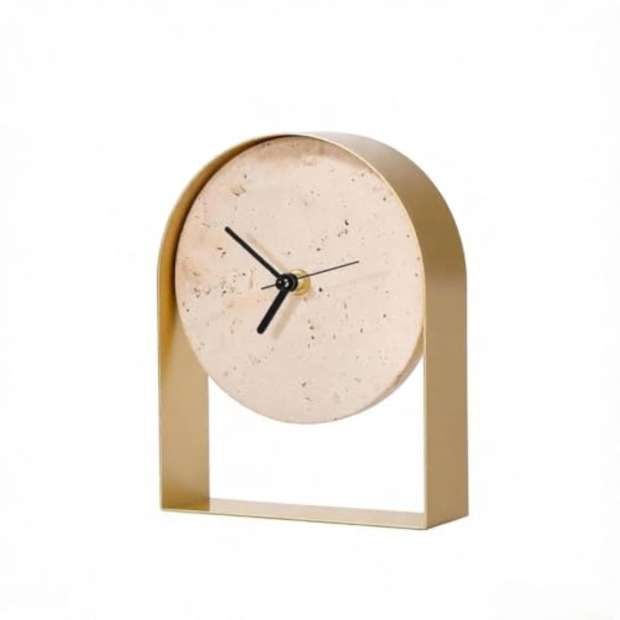 Clock with Stone Face, Compact Arched Mantel Design