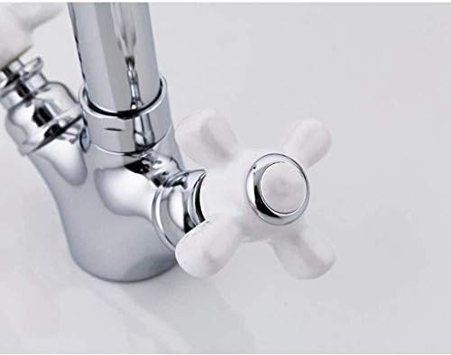 Robinet d'évier de salle de bains chromé mélangeur eau chaude et froide - 2