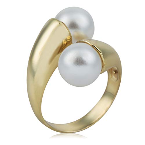 Córdoba Jewels | Anillos en Plata de Ley 925 bañada en Oro con diseño Tú y Yo Perla Gold Cover