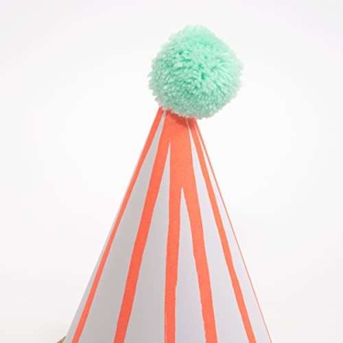 Meri Meri Birthday Party Hats, Pack of 8 Bright and Colorful Cone Birthday Hats for Kids & Adults, Cone Party Hats