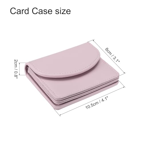 Image of uxcell PU Leather Business Card Case, Business Name Card Holder Wallet with Magnetic Shut Pocket Holder for Women Credit ID Card, Pink