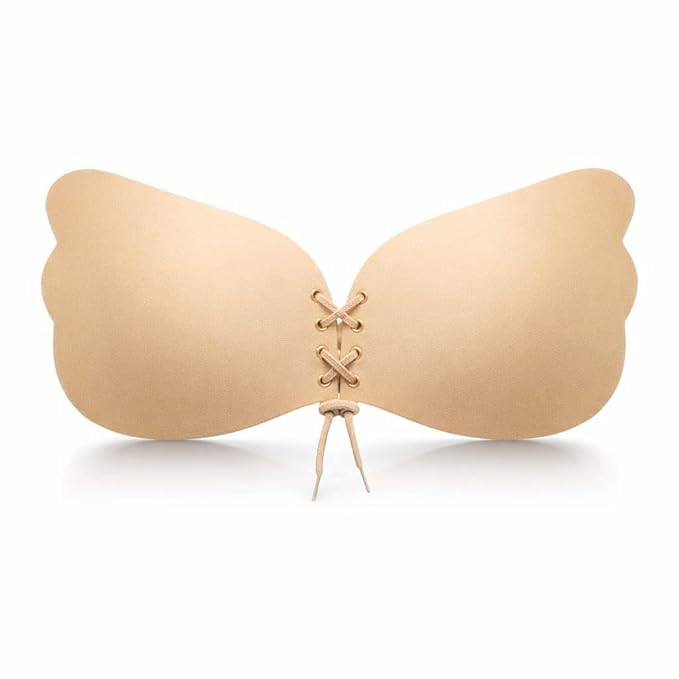lowinza Strapless Sticky Bra Invisible Backless Stick on Bra Push up Lift Bras for Women Dress Reusable Silicone Nipple Covers (in, Cup Band, A, 32, Regular, Skin)-picture-24
