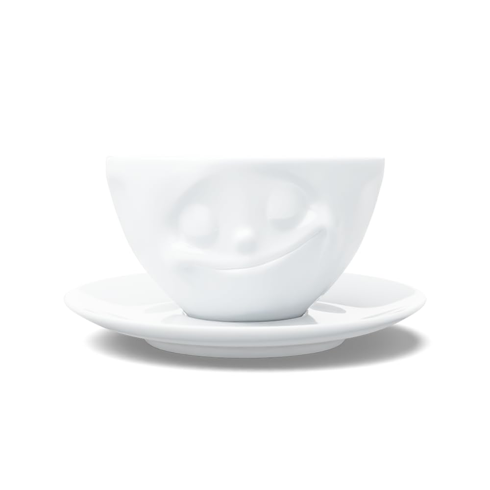 FiftyEight TV Coffee Cup/Milk Mug with Saucer Large Happy Design