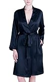 OSCAR ROSSA Women's Luxury Silk Sleepwear 100% Silk Robe Kimono,Black,XX-Large
