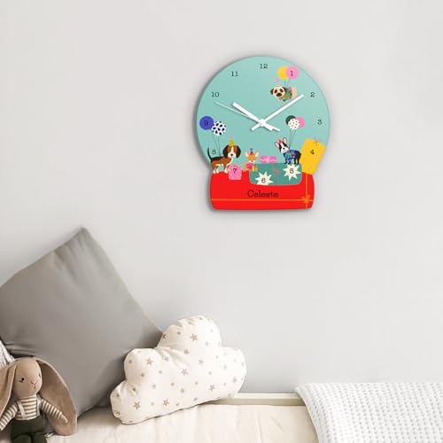 Image of Zooboo Personalized Analog Wall Clock, Custom Name Acrylic Silent Quartz Movement Wall Clock with Sleek Modern Design, Ideal for Birthdays or Return Gifts (Design - Paw Party), 30x30 cm, Multicolor