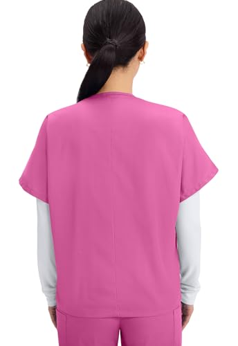 Image of Cherokee Scrubs for Women and Men Unisex V-Neck Tunic Nursing Scrub Top with Chest Pocket, Tuckable Durable Fabric - 4777 | 1 Chest Pocket For Essentials, Traditional Fit, Durable Construction, Comfortable Knit Details, Easy Care, Tuckable Style