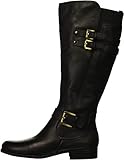 Naturalizer Womens Jessie Knee High Buckle Detail Riding Boots Black Leather Wide Calf 8.5 M
