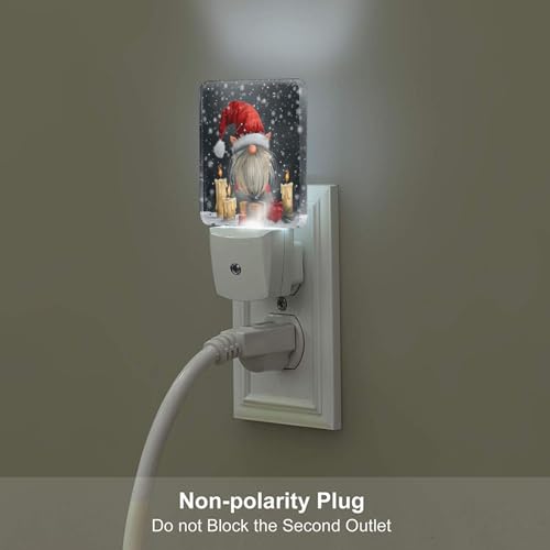Image of Gnome Christmas Candles LED Plug-in Night Lamp 2 Piece Set, Auto Sensor Nightlights Set of 2 for Bedroom Bathroom