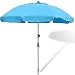 Snail Beach Umbrella, 7 ft Sand Anchor with Tilt Aluminum Pole, Portable Sun ray Protection Beach Umbrella with Carry Bag for Outdoor Patio, Blue