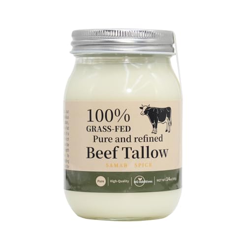 Beef Tallow for Cooking 100% Grass-Fed (14oz) - Pure, Refined,