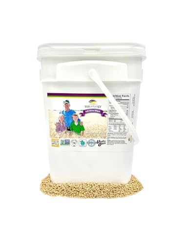 Wheatland™ Soft White Wheat Berries • 23 lbs • Delicious • Healthy Food Option • Farm Fresh • Mylar and Bucket Provide 25 Year Shelf Life • Emergency Food Storage • Non-GMO • Lab Tested Chemical-Free • Premium Baking Quality • Sproutable