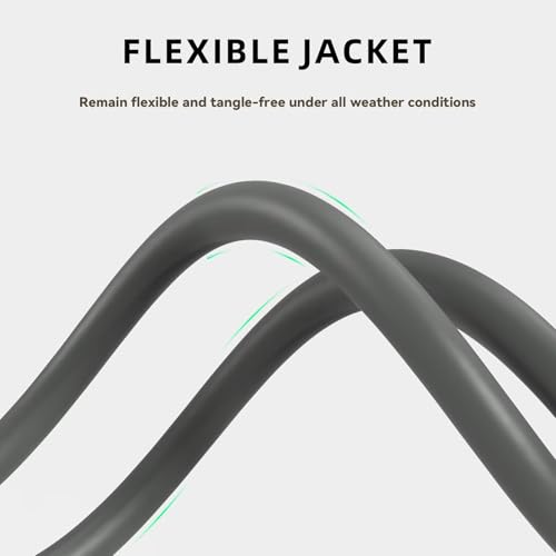 Image of 25ft Outdoor Extension Cord for Christmas Decorations - 16 /3 Heavy Duty SJTW Waterproof Gray Electrical Cable with 3 Prong Grounded Plug for Safety, Great for Lawn and Major Appliances