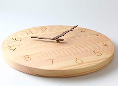 JUSTUP Wooden Wall Clock,10 in Country Style Silent Non-Ticking Wall Clock with Battery Operated Big Numbers for Kids Living Room Bedroom Kitchen School Office Decor(A)