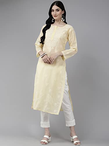 Image of Ada Hand Embroidered Lucknowi Chikankari Cotton Kurta for Women A133488