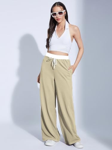 Image of Selvia Women's High Rise Solid Lycra Full Elastic Regular Fit Straight Trouser