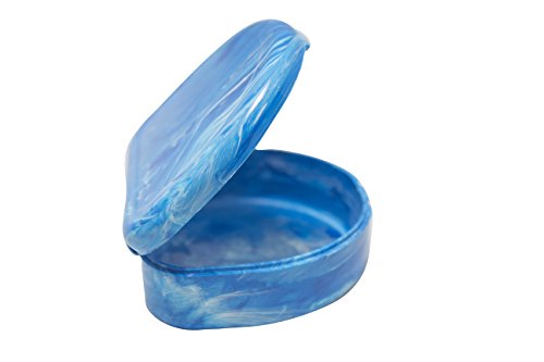 Orthodontic Retainer Case With Hinged Lid Snaps, Portable Denture Cases, Mouthguard Case for Retainer and Dentures (Blue Marble)