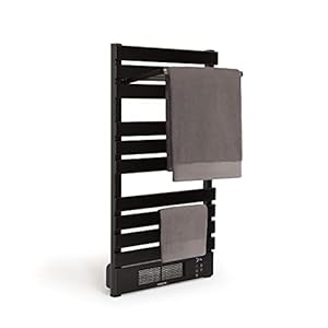 create/warm towel pro + ÉtagÈre/porte serviettes électrique avec radiateur céramique avec étagère 3 barres, noir/wifi, 500 1500w, 2 puissances, chambres 12m², 101x13x55cm