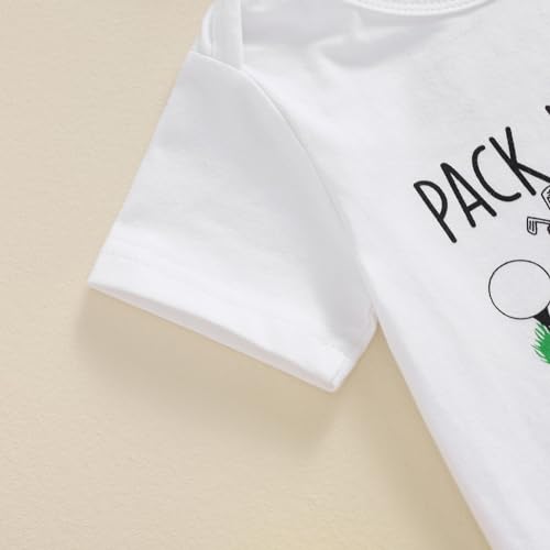 Newborn Baby Girl Golf Outfit Letters Short Sleeve Romper Golf Cart Bell Bottoms 3Pcs Set Infant Summer Clothes3