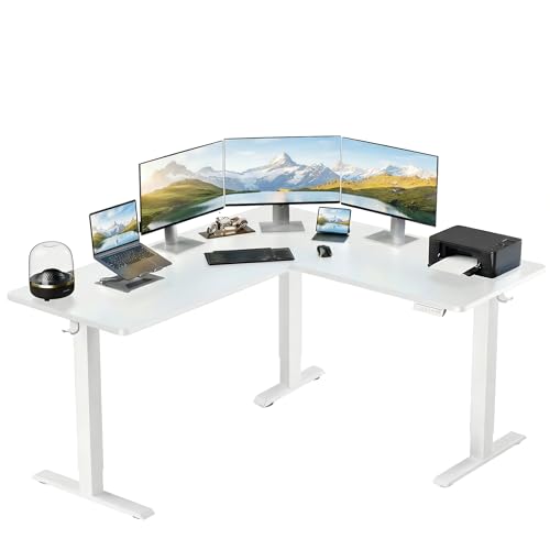ErGear L Shaped Standing Desk, 63'x55' Electric Adjustable Height Sit Stand up Desk, Ergonomic Large...