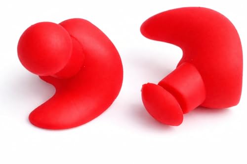 Image of Silicone Swimming Waterproof Soft Ear Plugs Reusable Anti-Noise Dust-Proof Water Diving Sports Earplugs (Red, One Size)