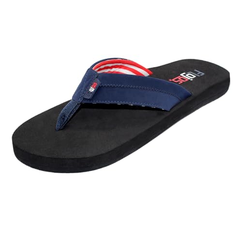 Flojos Men's Bandera Flat Sandal, Navy/Black, 13