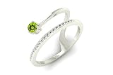 mirahi by chordia jewels Dainty Women Ring, Genuine Peridot Stacking Ring, 14k Yellow Gold Wedding A