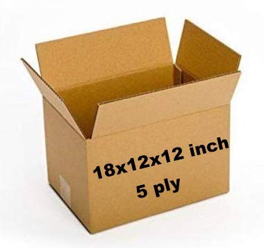 SHREE TIRUPATI REFRACTORIES AND CERAMICS Strong and Hard Corrugated box 5-ply for packing, 18x12x12 inch, Pack of 5 Boxes,Large Size-120 GSM, Pure Virgin Paper (B089YKNPQK) Amazon Price History, Amazon Price Tracker