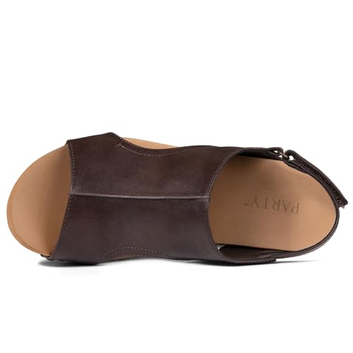 Image of PARTY Women's Wedge Sandals With Buckle Ankle Strap for Dressy Summer